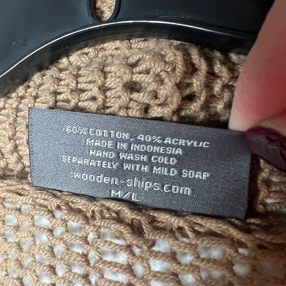 Wooden Ships Paola Buendia Striped Open Knit Cardigan Sweater M/L Boho Coastal - Picture 7 of 10